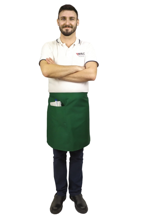 Grüne Kochschürze für Barkeeper, Länge 50 cm
