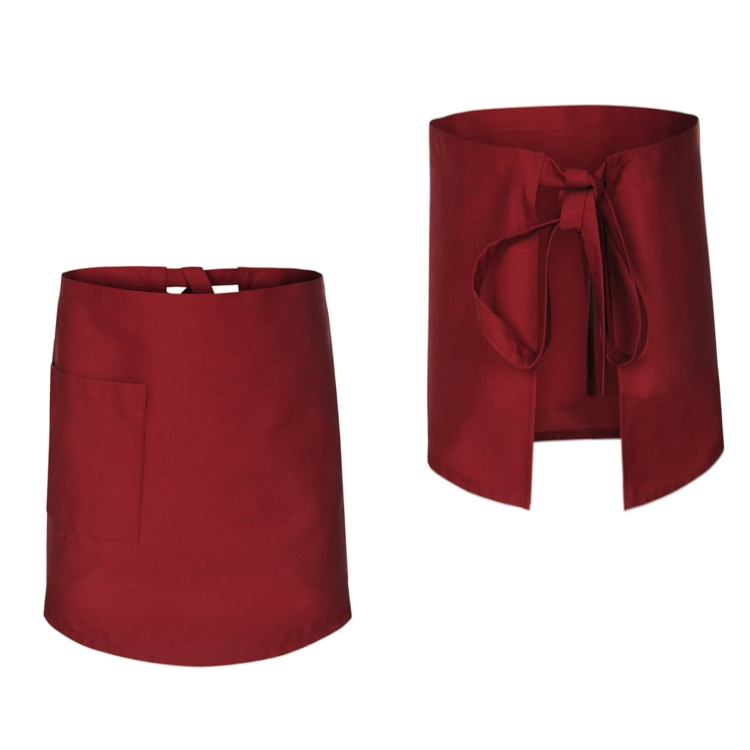 Bordeauxfarbene Kochschürze für Kellner, Länge 60 cm
