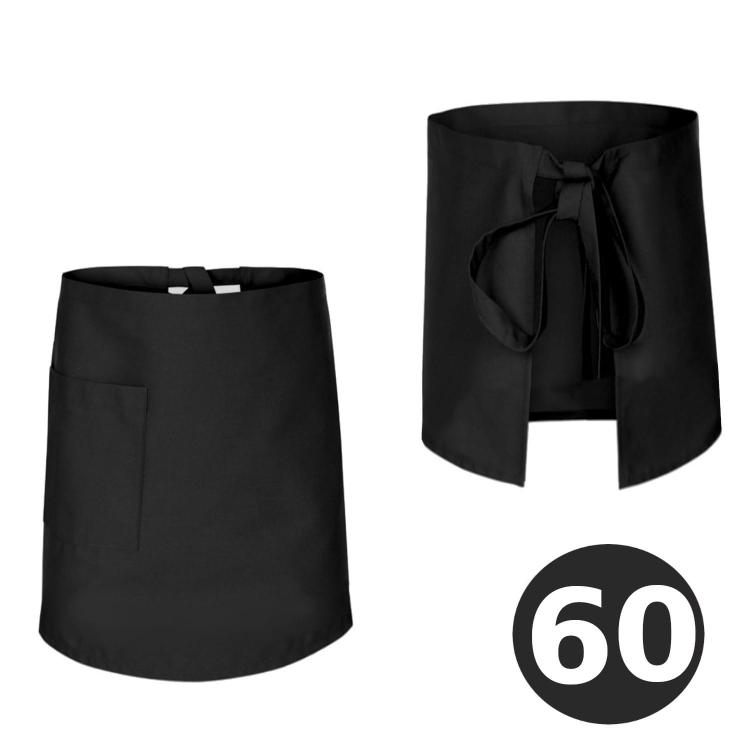 Schwarze Bartender-Schürze, 60 cm lang