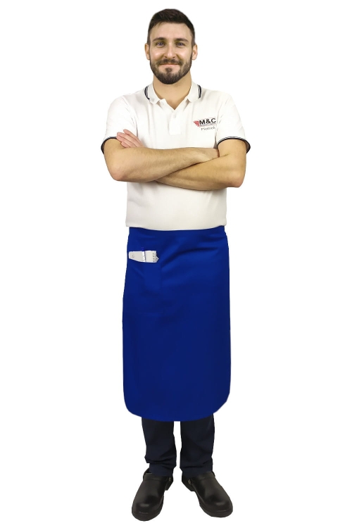 Königsblaues Kellner-Schürze mit einer Länge von 75 cm