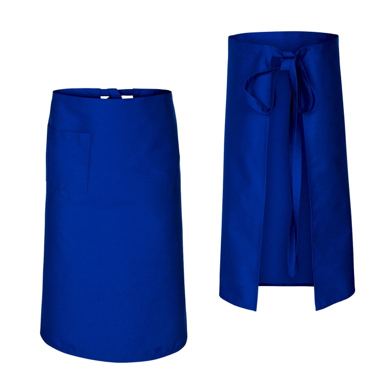 Kochschürze in Kornblumenblau mit einer Länge von 75 cm