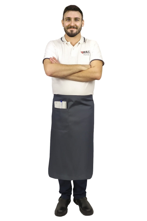 Lange graue Kellnerschürze 75 cm