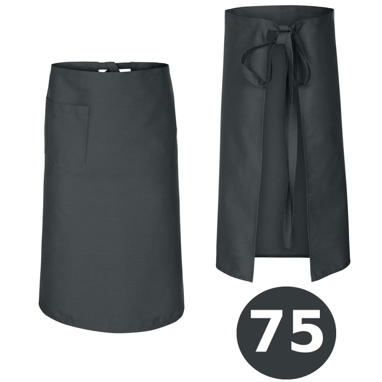 Graue Kochschürze für Kellner, Länge 75 cm
