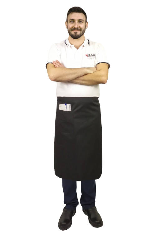 Schwarze Kellnerschürze mit einer Länge von 75 cm