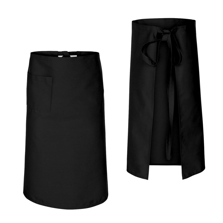 Schwarze Kochschürze mit einer Länge von 75 cm