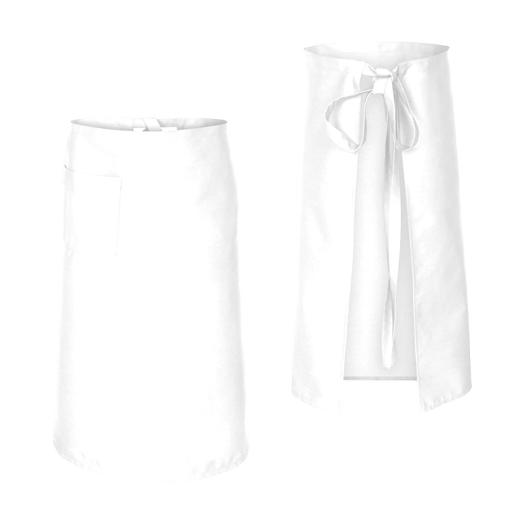 Weiße Kochschürze, Länge 75 cm