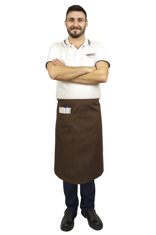 Braune Kellnerschürze, 75 cm lang