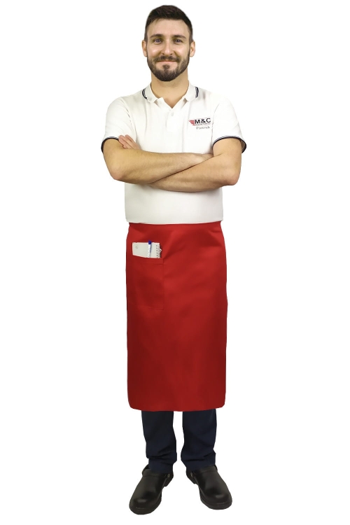 Rote Kochschürze, Länge 75 cm