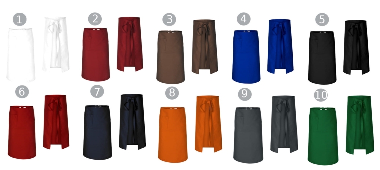 Orangene Bar-Schürze, Länge 75 cm