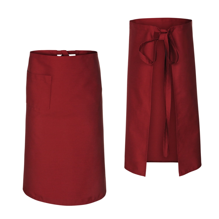 Bordeauxfarbene Kochschürze für Kellner, Länge 75 cm