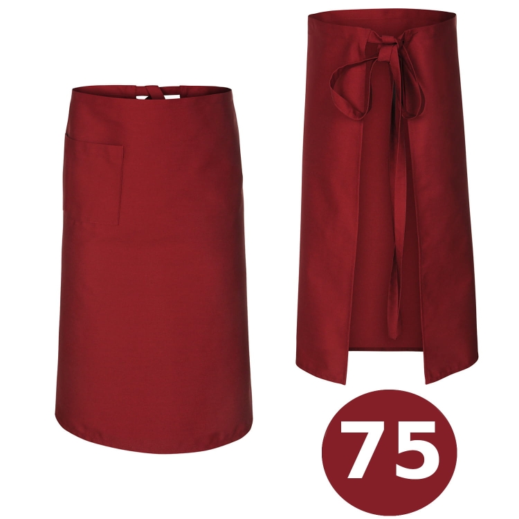 Lange bordeauxfarbene Kochschürze für Kellner 75 cm