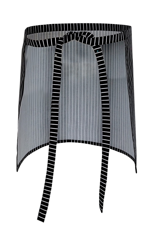 Schwarze Kochschürze mit weißen Streifen