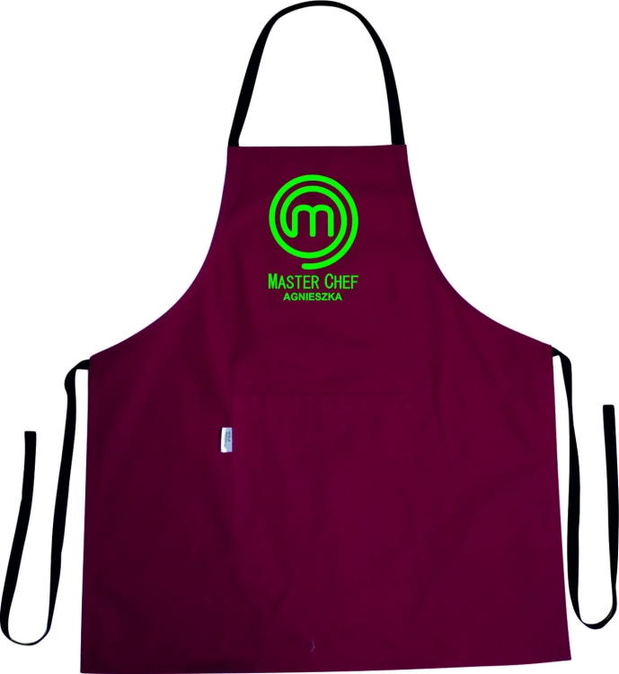Personalisierter Druck von Vorname und Nachname auf der MASTER CHEF Küchenschürze.