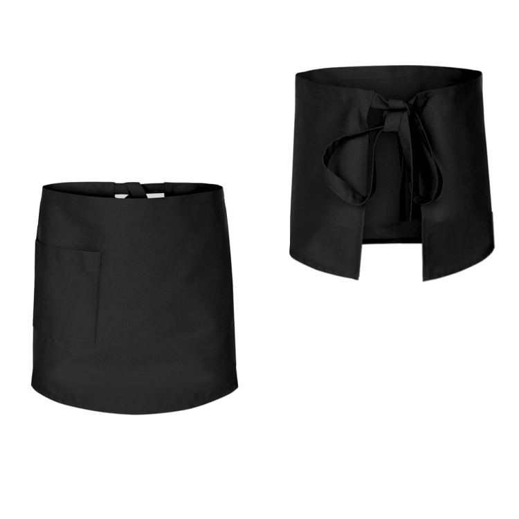 Schwarze Bartender-Schürze mit einer Länge von 50 cm