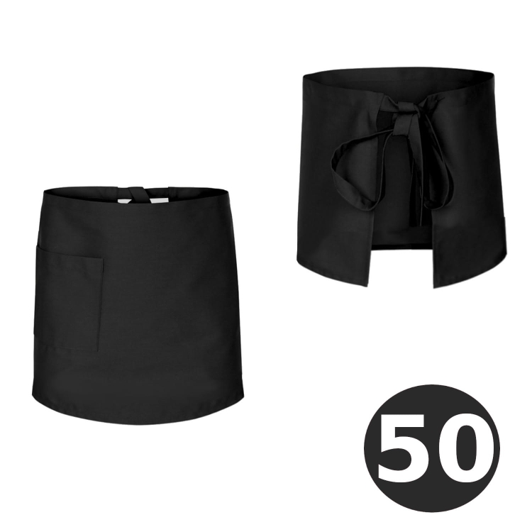 Länge 50 cm schwarze Barkeeper-Schürze