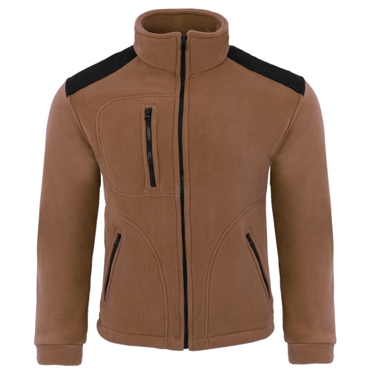Brauner Fleece-Pullover mit schwarzen Einsätzen