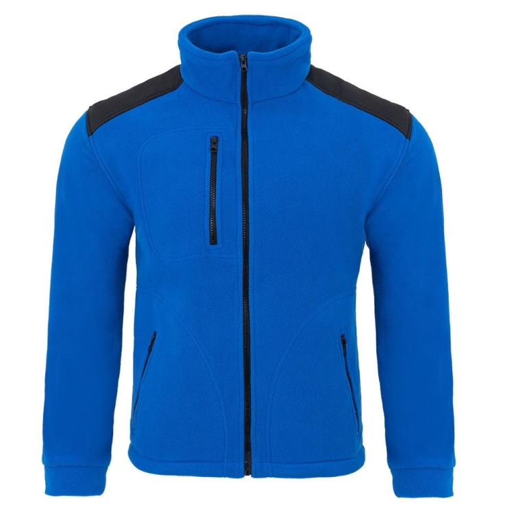 Fleecejacke mit schwarzen Einsätzen in Königsblau.