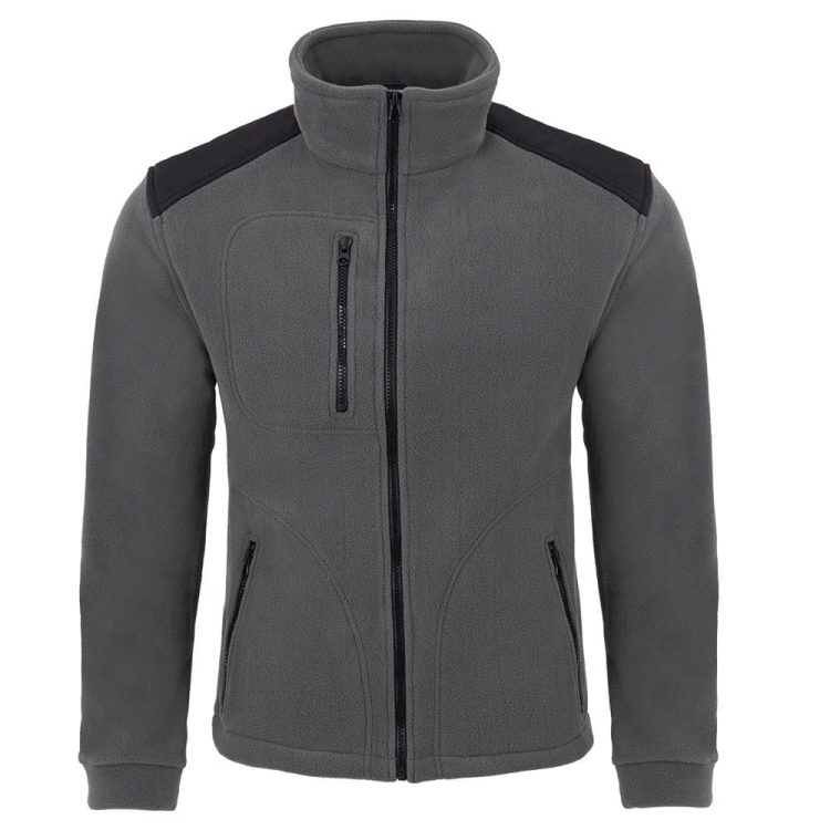 Grau Fleece-Pullover mit schwarzen Einsätzen