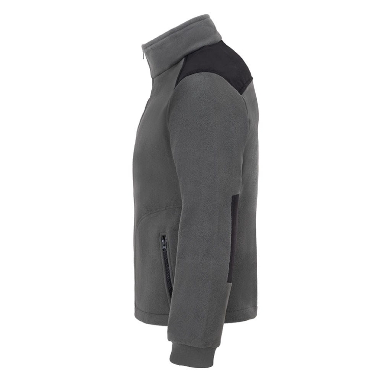 Fleecejacke mit schwarzen Einsätzen in Grau