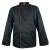 Schwarze Kochjacke mit orangefarbenen Akzenten