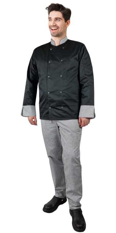 Langarm-Kochjacke im Pepita-Muster