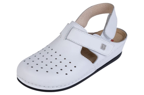 Skórzane klapki anatomiczne białe z paskiem