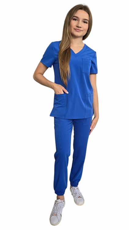 Komplet medyczny damski chabrowy – scrubs CASUAL PREMIUM