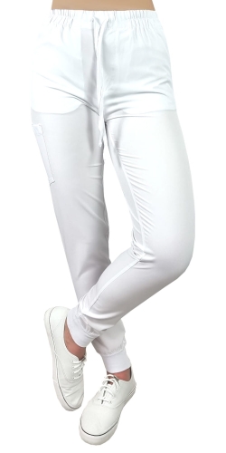 Białe spodnie medyczne Comfort Fit elastyczne