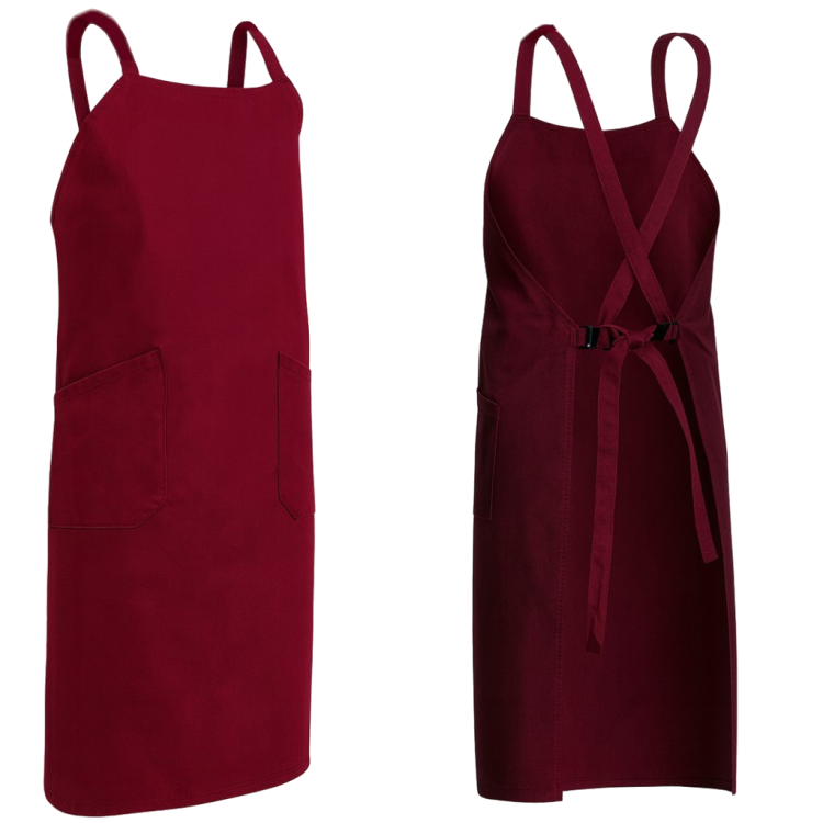 Fartuch na ramiączkach 90 cm w kolorze bordowym