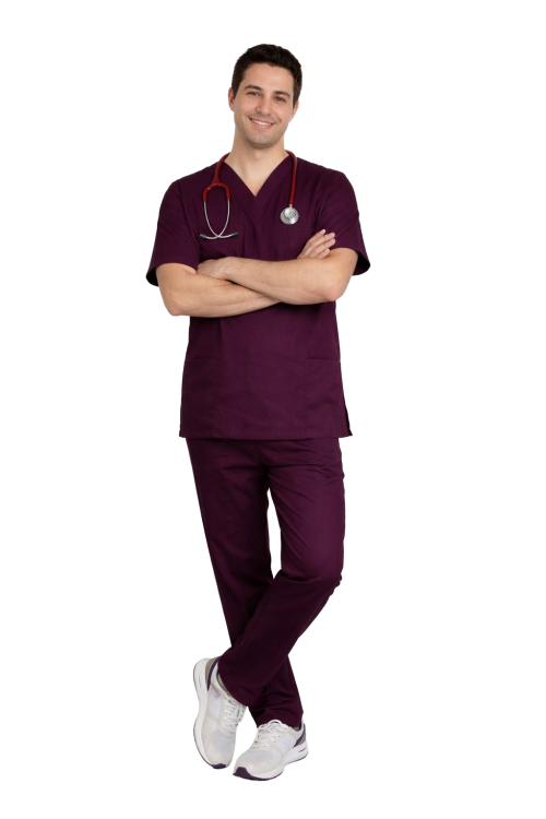 Komplet medyczny męski CLINIC w kolorze śliwkowym