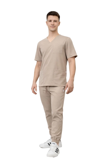 Herren Medizin-Set Stretch - Beige Scrubs
