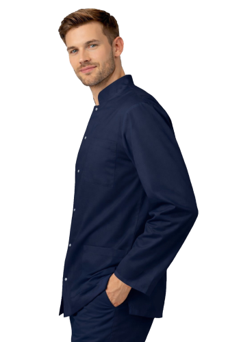 Męska bluza lekarska z długim rękawem i stójką