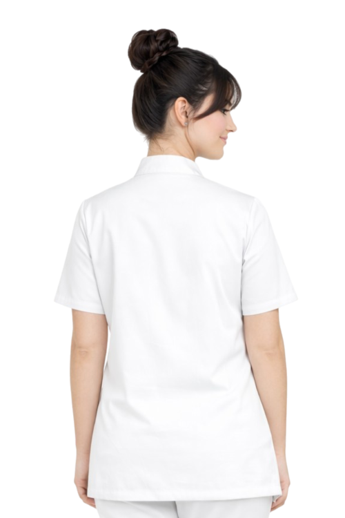 Biała bluza kucharska damska, krótki rękaw