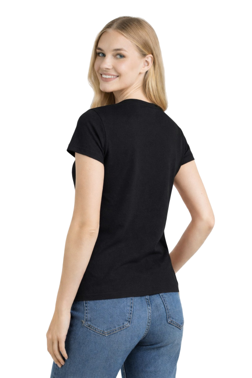 T-shirt damski krótki rękaw kolor czarny widok z tyłu.png