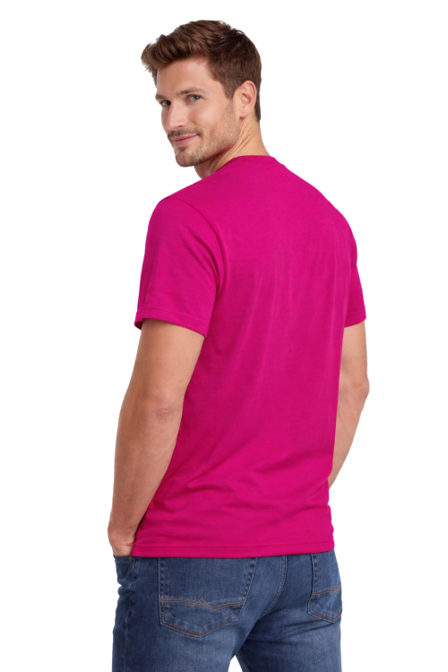 T-shirt męski krótki rękaw 100% bawełna kolor różowy widok z tyłu.png
