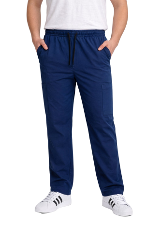 Spodnie medyczne męskie granatowe BASIC PREMIUM widok z przodu.png