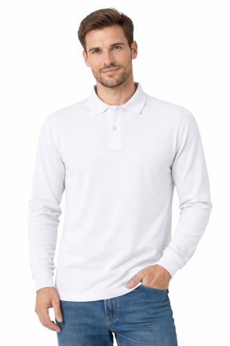 Koszulka polo męska z długim rekawem biała.png