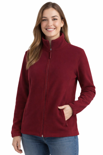 Bluza polarowa damska polar zapinany na zamek bordowy.png