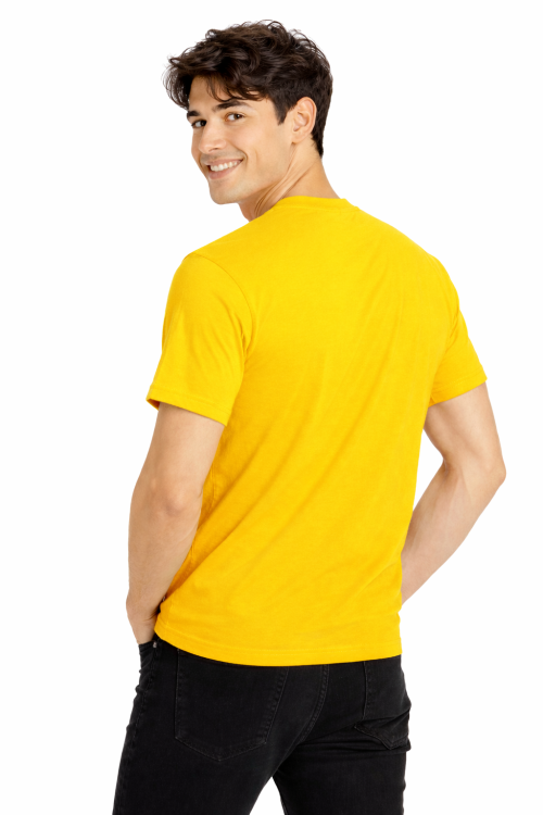 T-shirt męski z krótkim rękawem gramatura 190g ciemny żółty widok z tyłu.png