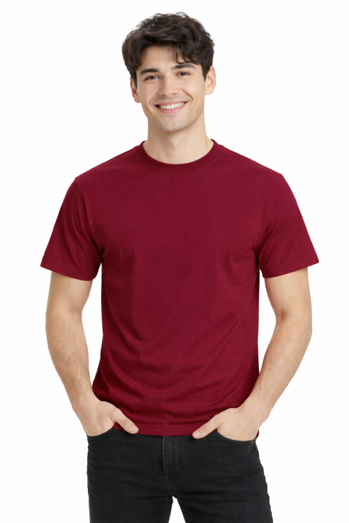 T-shirt męski z krótkim rękawem gramatura 190g bordowy.png