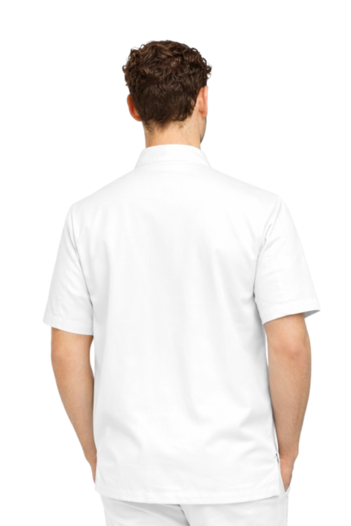 Bluza kucharska męska biała  z krótkim rękawem zapinana na napy