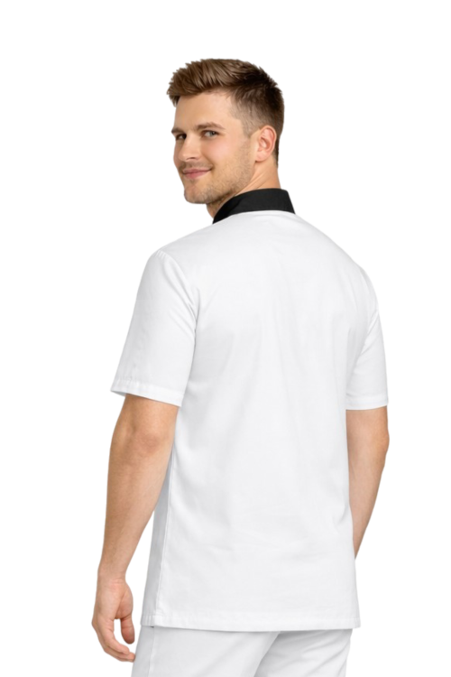 Biała bluza kucharska z krótkim rękawem dla mężczyzn