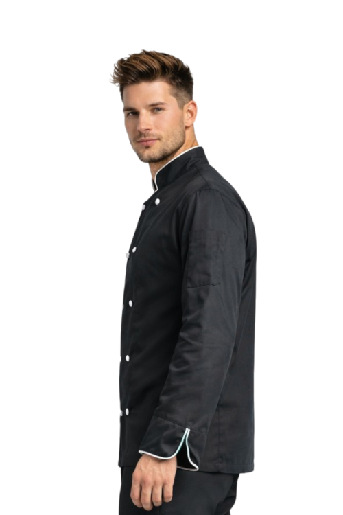 Czarna bluza kucharska z długim rękawem