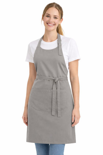 Fartuszek zapaska z karczkiem i kiesznią wiazany w pasie kolor szary.png
