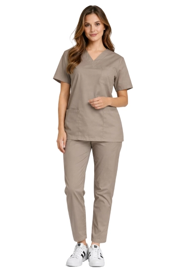 Medizinisches Set CLINIC - Jacke und Zigarettenhose in Cappuccino-Farbe