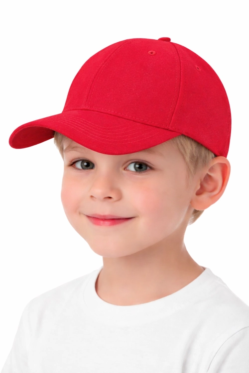 Czapka dziecięca dla chłopca i dziewczynki zapinana na rzep 290g z wywietrznikami czerwona.png