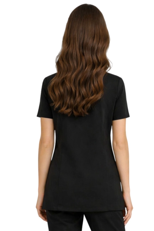 Czarny elastyczny  żakiet kosmetyczny damski BASIC PREMIUM krótki rękaw