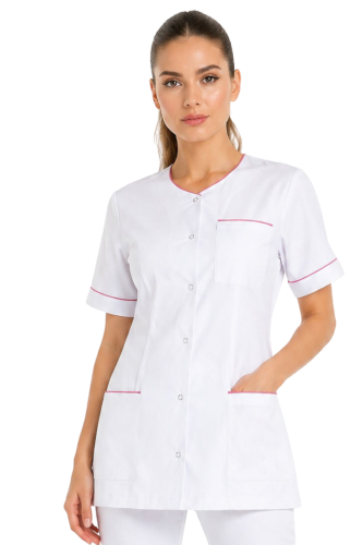 Żakiet medyczny damski z amarantową lamówką