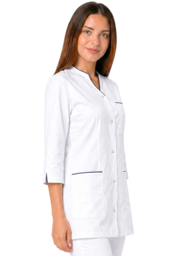 Damski żakiet medyczny z rękawem 3/4 w kolorze białym