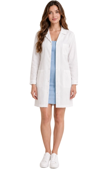 Damenlaborjacke mit Druckknöpfen aus 100% Baumwolle